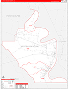 W. Baton Rouge County Wall Map Red Line Style